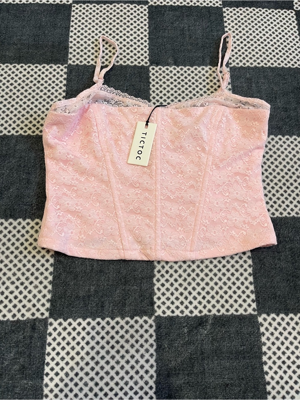 Pink Lace Cropped Cami